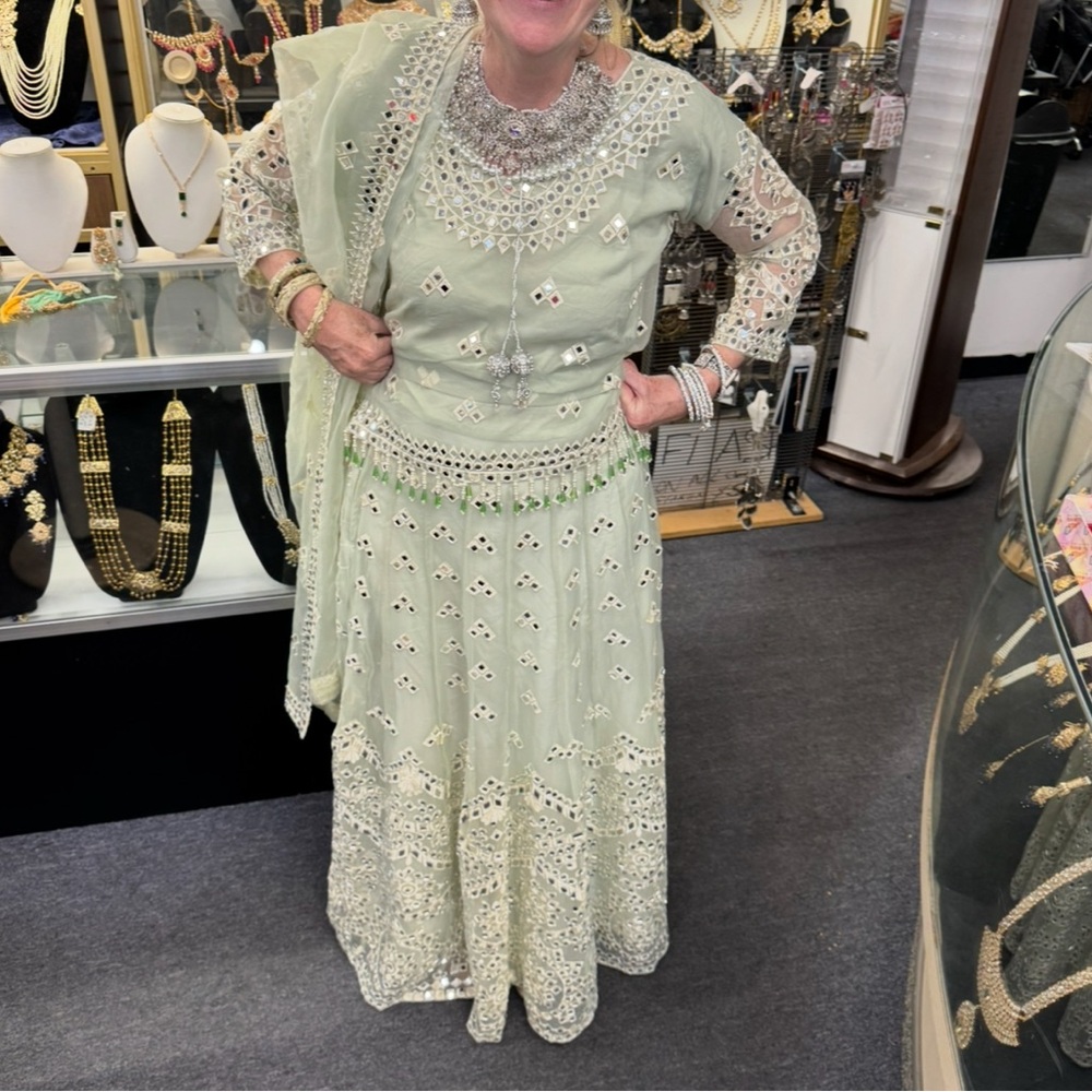 Embellished Green Traditional Outfit